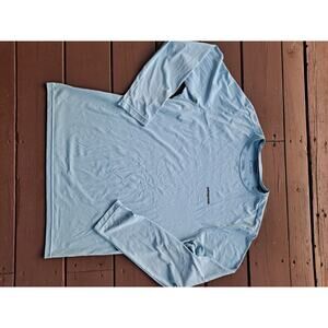 Patagonia Graphic Tech Fish Tee Shirt Mens Med Long Sleeve Blue Stretch